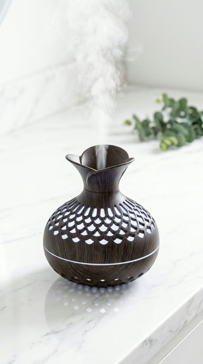 Aroma Diffuser 300ml Wood Grain | USB Ultrasonic Essential Oil Humidifier | Mayjam - Dark Wood Grain - Image 5