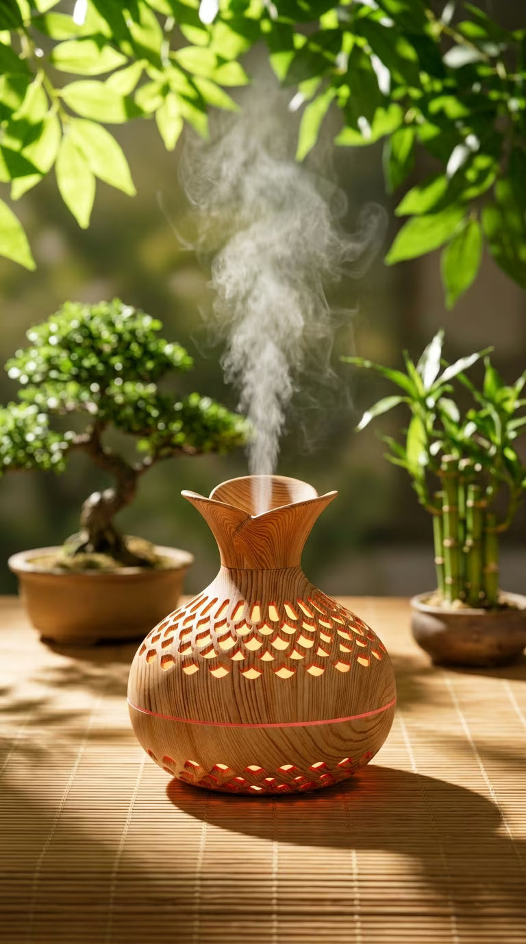 Aroma Diffuser 300ml Wood Grain | USB Ultrasonic Essential Oil Humidifier | Mayjam - Light Wood Grain - Image 3