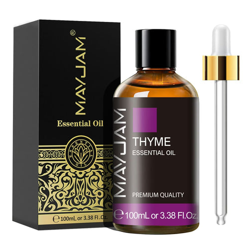 Thyme Essential Oil | Natural Aromatherapy | Mayjam - 100ml bottle with box and dropper